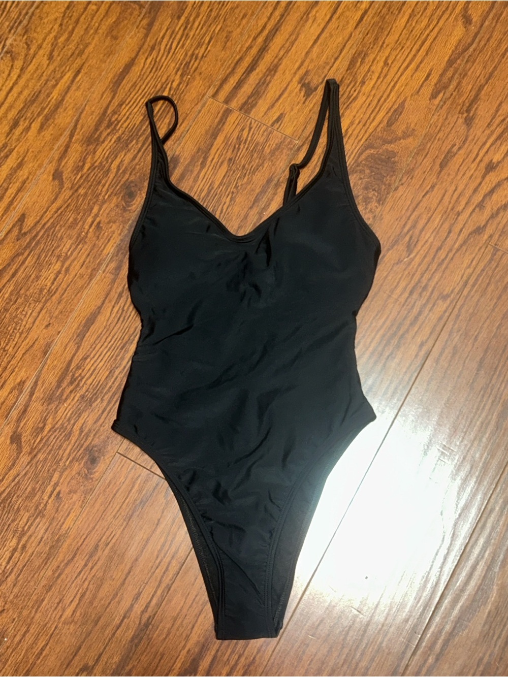 Xhilaration Black One-Piece Swimsuit with V-Neck